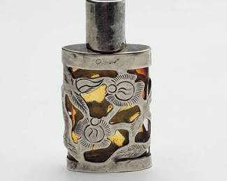 Vintage Sterling Silver over Glass Perfume Bottle