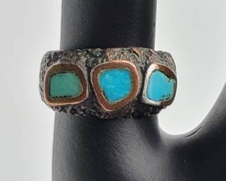 Native American Bell Trading Post Sterling Turquoise Ring