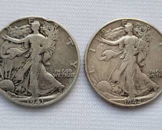 1941 & 1942 Walking Liberty Silver Half Dollars