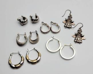 Sterling Silver Earrings - 6 Pairs