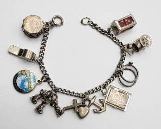 Sterling Charms on Bracelet - 2 Charms and Bracelet are not marked and not magnetic