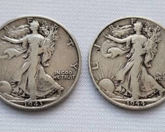 1943-S & 1944-D Walking Liberty Silver Half Dollars