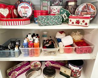 Vintage Tins and craft supplies. 