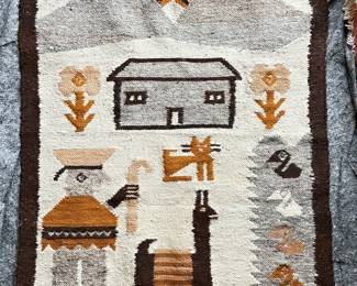 Peruvian wool rug with a darling farm scene. 