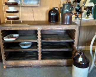 Large oak general store counter $450/$225