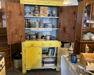 Great primitive yellow cupboard $250 now $125