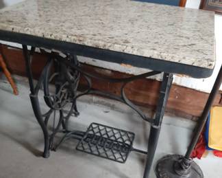 Nicely refurbished "FREE" sewing machine table with Marble Top. Heavy. Marble top not attached. 