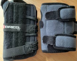 Wrist/thumb protectors. One from the doctor on the left and one from a local drugstore on the right. They certainly help when immobilization is needed.