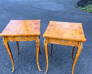 Pair burled Bronze mounted French style table