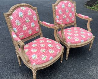 Pair French Bergere chairs