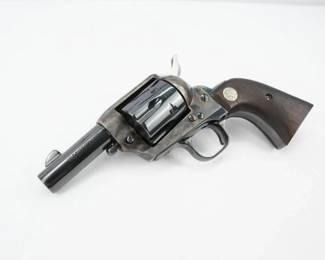 Make: Colt
Model: Sheriffs Model
Caliber: .44-40
Action: SA
Barrel: 1.75
Bore: Shiny
Serial # SA41861
Condition: Excellent
In collector vernacular, a sheriffâ€™s model is a short barreled single action without an ejector. Colt originally made the Single Action Army in this configuration in the late 1800â€™s. This excellent condition colt single action army