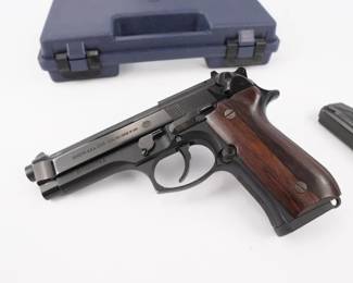 Make: Beretta
Model: 92 FS
Caliber: 9mm Para
Action: Semi
Barrel: 5
Bore: Bright
Serial # BER300774Z
Condition: Excellent
The 92FS is a DA/SA semi auto pistol that employs an open-slide, short-recoil delayed locking-block system, which yields a faster cycle time and delivers exceptional accuracy and reliability. In particular, the open-slide design practically eliminates “stove-piping” and helps flawless cycling and feeding even after thousands and thousands of rounds. This pistol is in excellent condition showing normal signs of use and wear. Comes with two mags and factory box. 