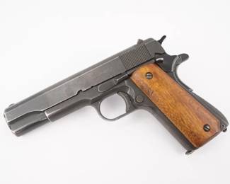 Make: Remington Rand
Model: M1911 A1 US ARMY
Caliber: 45 Auto
Action: Semi
Barrel: 5
Bore: Shiny
Serial # 1883096
Condition: Excellent
Here we present a C&R Remington-Rand Model of 1911A1 U.S. Army Pistol, made in 1944 in Syracuse, New York. John Moses Browning’s famous pistol was adopted by the U.S. government in 1911 and attained iconic status throughout both World Wars, Korea, Vietnam and beyond. This one was made in the middle of World War II. This Pistol is in Excellent condition showing normal signs of use and wear.