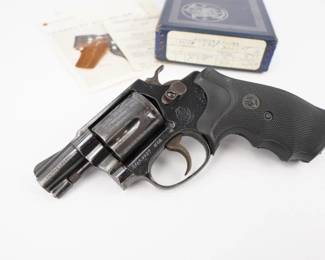 Make: Smith & Wesson
Model: 36
Caliber: 38 S&W SPL
Action: DA
Barrel: 1.75
Bore: Bright
Serial # J221442
Condition: Very Good
The Smith & Wesson Model 36 (also known as the Chiefs Special) is a revolver chambered for .38 Special. It is one of several models of J-frame revolvers. It was introduced in 1950, and is still in production in the classic blued Model 36 and the stainless steel Model 60. This revolver is in Very Good condition, showing minimal signs of use and wear. Comes with non original S&W Box. 