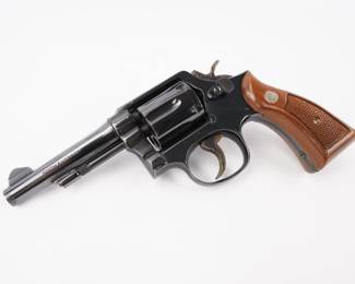 Make: Smith & Wesson
Model: 10-7
Caliber: 38 S&W Special CTG
Action: DA
Barrel: 4
Bore: Shiny
Serial # 3D61702
Condition: Very Good
The Smith & Wesson Model 10, previously known as the Smith & Wesson .38 Hand Ejector Model of 1899, the Smith & Wesson Military & Police or the Smith & Wesson Victory Model, is a K-frame revolver of worldwide popularity. In production since 1899, the Model 10 is a six-shot, .38 Special, double-action revolver with fixed sights. This Model is the 10-7 Featuring a 4 inch barrel with Shiny bore. This revolver is in very good condition showing normal signs of use and wear.