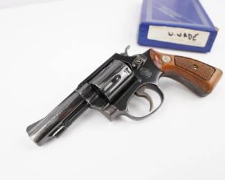 Make: Smith & Wesson
Model: 36-1
Caliber: 38 S&W SPL
Action: DA
Barrel: 2.75
Bore: shiny
Serial # J104302
Condition: Very Good
The Smith & Wesson Model 36 is a compact, 5-shot revolver chambered in .38 Special, and is one of Smith & Wesson's most successful and well-known handguns. This revolver comes with a S&W box and is in very good condition showing normal signs of use and wear. 