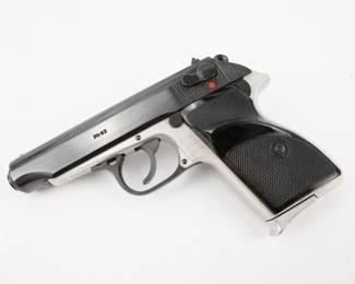 Make: FEG
Model: PA-63
Caliber: 9mmx19
Action: Semi
Barrel: 4
Bore: Shiny
Serial # AY2756
Condition: Excellent
FÉGARMY Arms Factory (FÉG) of Hungary started producing Walther PP/PPK clones in the late 1940s starting with their Model 48 which differed from the Walther PP only in minor details. By the late 1950s FÉG began making broader changes resulting in the PA-63, which uses the 9×18mm Makarov round. It quickly became standard issue to both Hungarian military and police forces. The military standard PA-63 version sports a two-tone polished aluminum frame with black slide, grips, trigger and hammer assembly, which is what this pistol is finished in. The is chambered in .380 and comes with one magazine. The firearm is in excellent condition, showing minor signs of use and wear. 