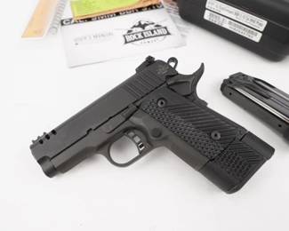 Make: Rock Island Armory
Model: M1911 A2
Caliber: 9mm
Action: Semi
Barrel: 3.1
Bore: Bright
Serial # RIA2642793
Condition: Excellent
Sturdy as a rock, This Rock Island 1911-A2 is chambered in 9mm and features a 5” barrel. The 1911 style pistol is in excellent condition and is sold with the case and extra recoil spring. 