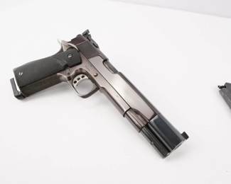 Make: Caspian Arms
Model: 1911
Caliber: 45ACP
Action: Semi
Barrel: 6
Bore: Shiny
Serial # 10190
Condition: Excellent
Caspian Arms has been serving the American Pistolsmith since 1983, by providing first quality 1911 frame, slides, and small parts. Materials, heat treat and manufacturing process have been carefully selected to provide maximum performance. Here is a Caspian Arms 1911 Chambered in 45 ACP With a 6 inch Clark Barrel, Pachmayr Grips and Bo-Mar Rear sight. It is Difficult two find two of these pistols alike. This pistol comes with three mags and is in excellent condition showing normal signs of use and wear. 