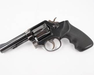 Make: Smith & Wesson
Model: 10-6
Caliber: 38 S&W Special CTG
Action: DA
Barrel: 4
Bore: Bright
Serial # 0 265837
Condition: Very Good
The Smith & Wesson Model 10, previously known as the Smith & Wesson .38 Hand Ejector Model of 1899, the Smith & Wesson Military & Police or the Smith & Wesson Victory Model, is a K-frame revolver of worldwide popularity. In production since 1899, the Model 10 is a six-shot, .38 Special, double-action revolver with fixed sights. This Model is the 10-6 is the heavy barrel model 10 Featuring a 4 inch barrel with bright bore. This revolver is in very good condition showing normal signs of use and wear. 