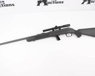 Make: Savage Arms
Model: 64
Caliber: .22 LR
Action: Semi
Barrel: 21
Bore: Frosty
Serial # 2368373
Condition: Very good
The Savage Model 64 Series is up for any small game or plinking pursuit with a reliable straight-blowback action and a 10-round detachable box magazine. The semi-automatic rifle features a 21 inch barrel and is fitted with a Tasco 4x15 scope. The rifle is in very good condition, showing normal signs of use and wear.