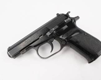 Make: CZ
Model: 82
Caliber: 9mm
Action: Semi
Barrel: 4
Bore: Shiny
Serial # 8726
Condition: Very Good
The CZ-82 is a compact pistol chambered in 9mm Makarov, or 9x18mm. It was designed for the Czechoslovakian military when the Soviet Union standardized the 9x18mm round. The pistol is a double action/single action design, meaning that the first shot is a heavy double action and each subsequent shot is a short single action pull. It holds a 12 round magazine and has an ambidextrous magazine release and safety. The pistol is in excellent condition and is sold with one magazine.