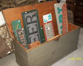 Vintage Chest and Signs