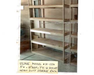 ULine heavy duty storage rack.  5’ x 7’ x 18”