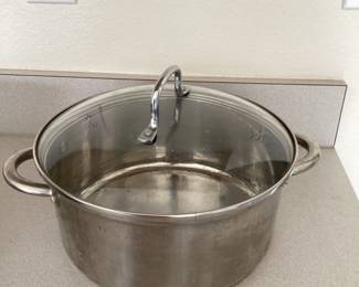 stainless steel pan with glass lid.  10” x 41/2”