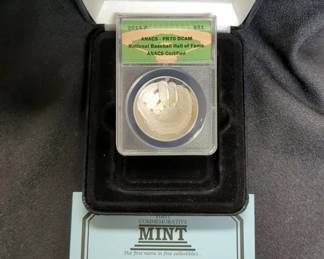 2014 United States Mint National Baseball Hall Of Fame Silver Uncirculated Commemorative $1 Coin, ANACS Certified PR70 DCAM, Includes Letter Of Authenticity And Presentation Box Includes Presentation Box