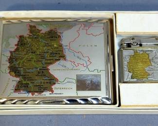 Ibelo Monopol Deutschland Lighter And Cigarette Case Engraved With Map