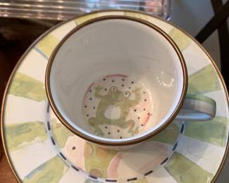 MacKenzie Childs enamel frog plate and cup