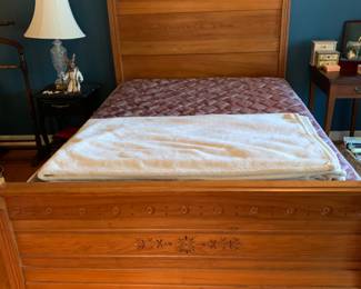 Antique chestnut wood double bed