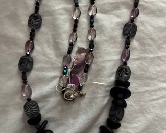 Vintage German glass and crystal amethyst necklace