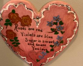Heart shaped handmade tile