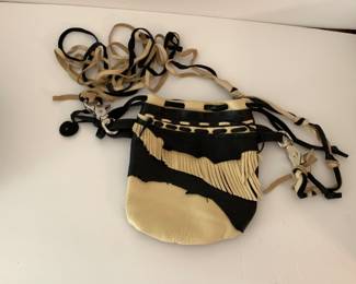 Highsmith Leatherworks deer skin fringed bag with miles of twisted straps