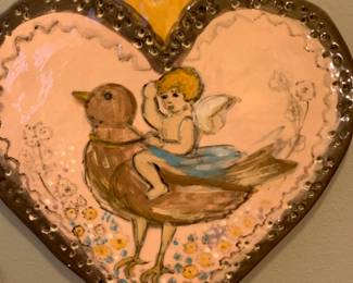 Handmade heart shaped tile