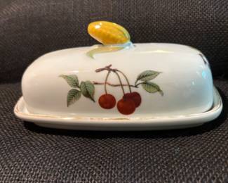 Vintage Royal Worcester Evesham Gold butter dish