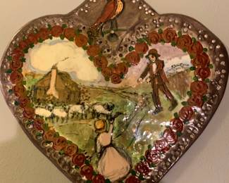 Handmade heart shaped tile