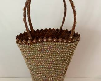 Straw with sequins handbag