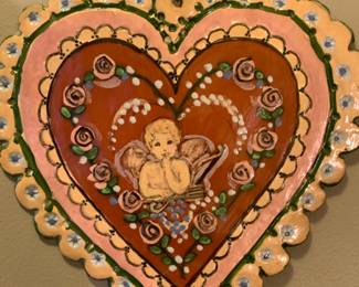 Heart shaped handmade tile