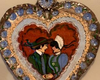 Handmade heart shaped tile