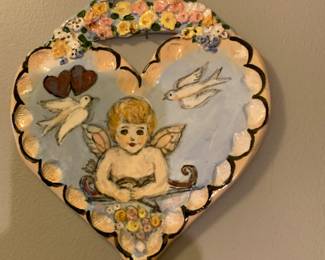 Handmade heart shaped tile