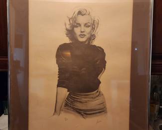 Marilyn Monroe, Limited Edition Vintage Signed Lithograph by Lance. (Not a photo)