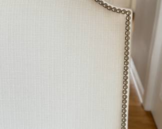 Pair of Custom Parsons-Style Skirted Dining Chairs with Nailhead Trim on Casters. Each Measures 21" W x 26" D x 40" H with 19" Seat Height. Photo 6 of 7.