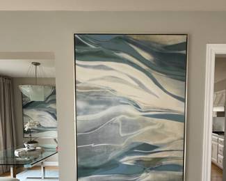 Neiman Marcus Large Scale Blue Swirl Canvas - 2 Available. Each Measures 41" x 55. Photo 1 of 2.