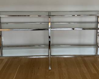 Pottery Barn Chrome and Glass Console With Three Shelves. Measures 65" W x 14" D x 30.5" H. Photo 1 of 3.
