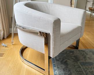 Walter E. Smithe Upholstered Grey Tub Chair with Chrome Frame. Measures 31" W x 32" D x 29" H. Photo 2 of 4.