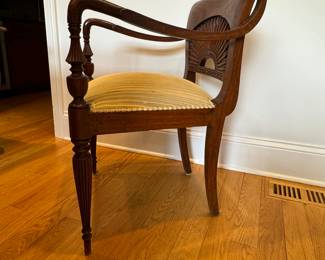 Set of 4 Hand-Carved Antique Portuguese Sunburst Chairs. Photo 2 of 5.