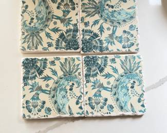 Set of Blue Ceramic Coasters.
